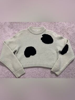 TIBI Wool Blend Cropped Polka Dot Sweater